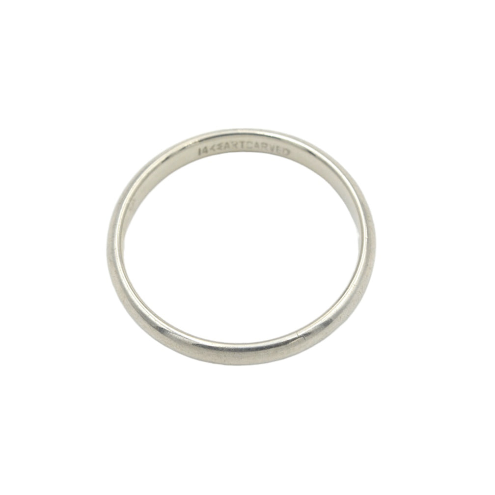 Vintage Art Carved 14k White Gold Wedding Band