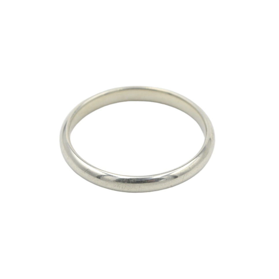 Vintage Art Carved 14k White Gold Wedding Band