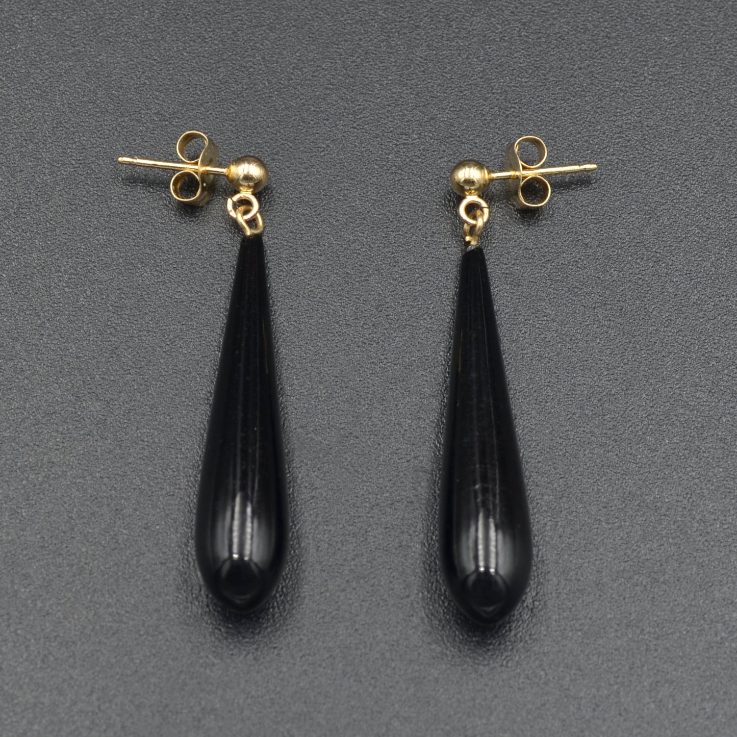 Black Coral and Gold Drop Earrings