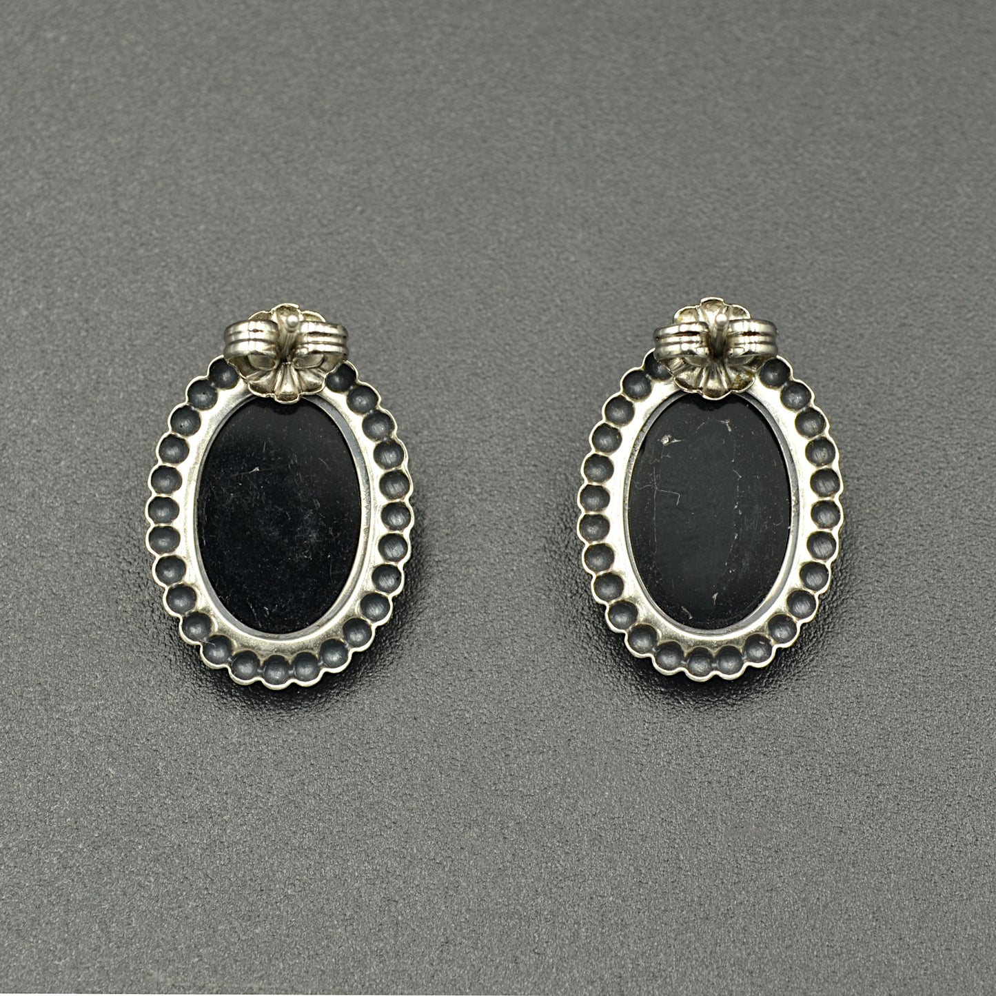 Black Onyx and Silver Earrings