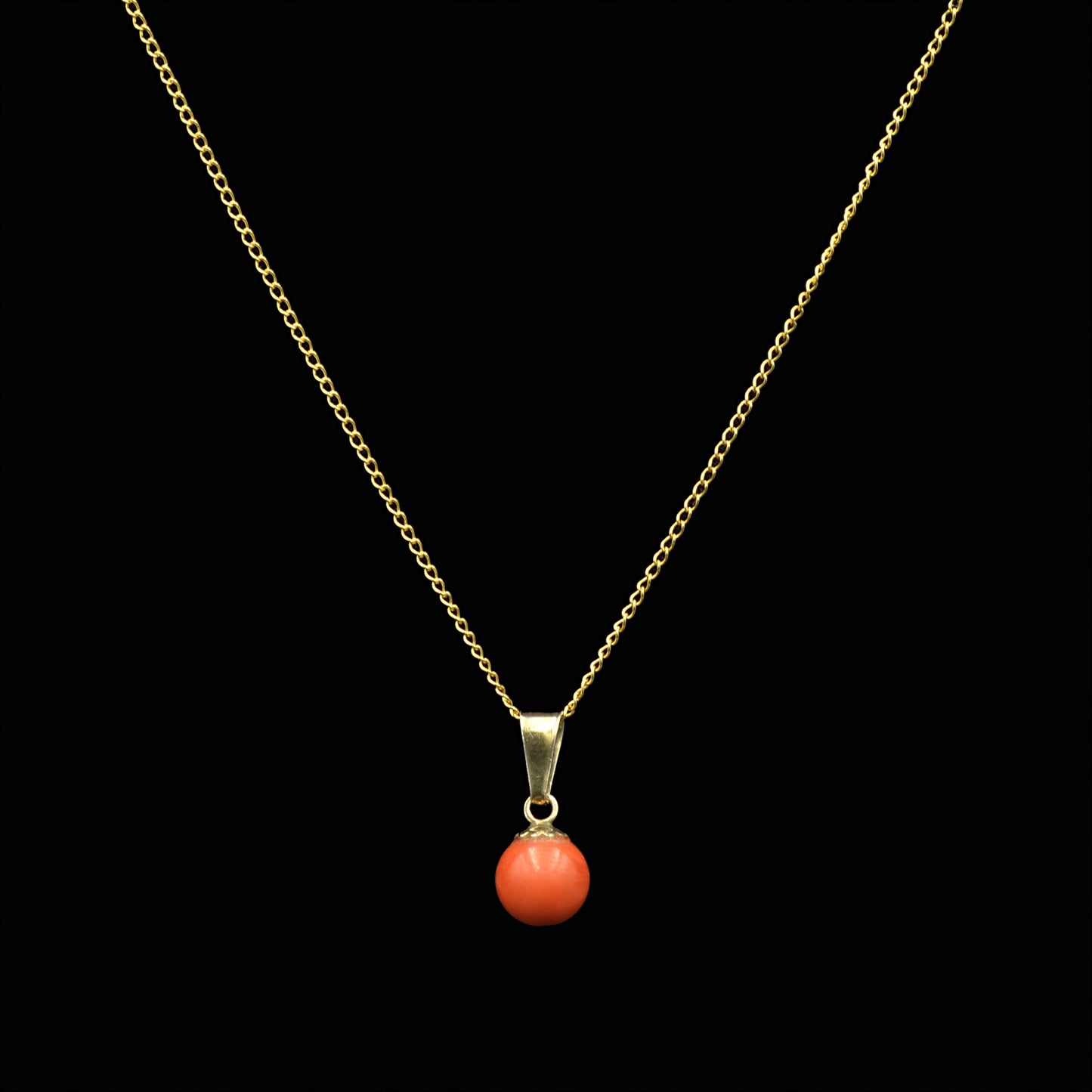 Coral and Vermeil Pendant Necklace