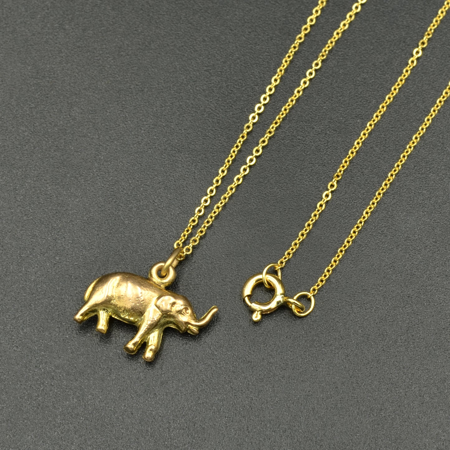 Vintage 10k Gold Elephant Necklace