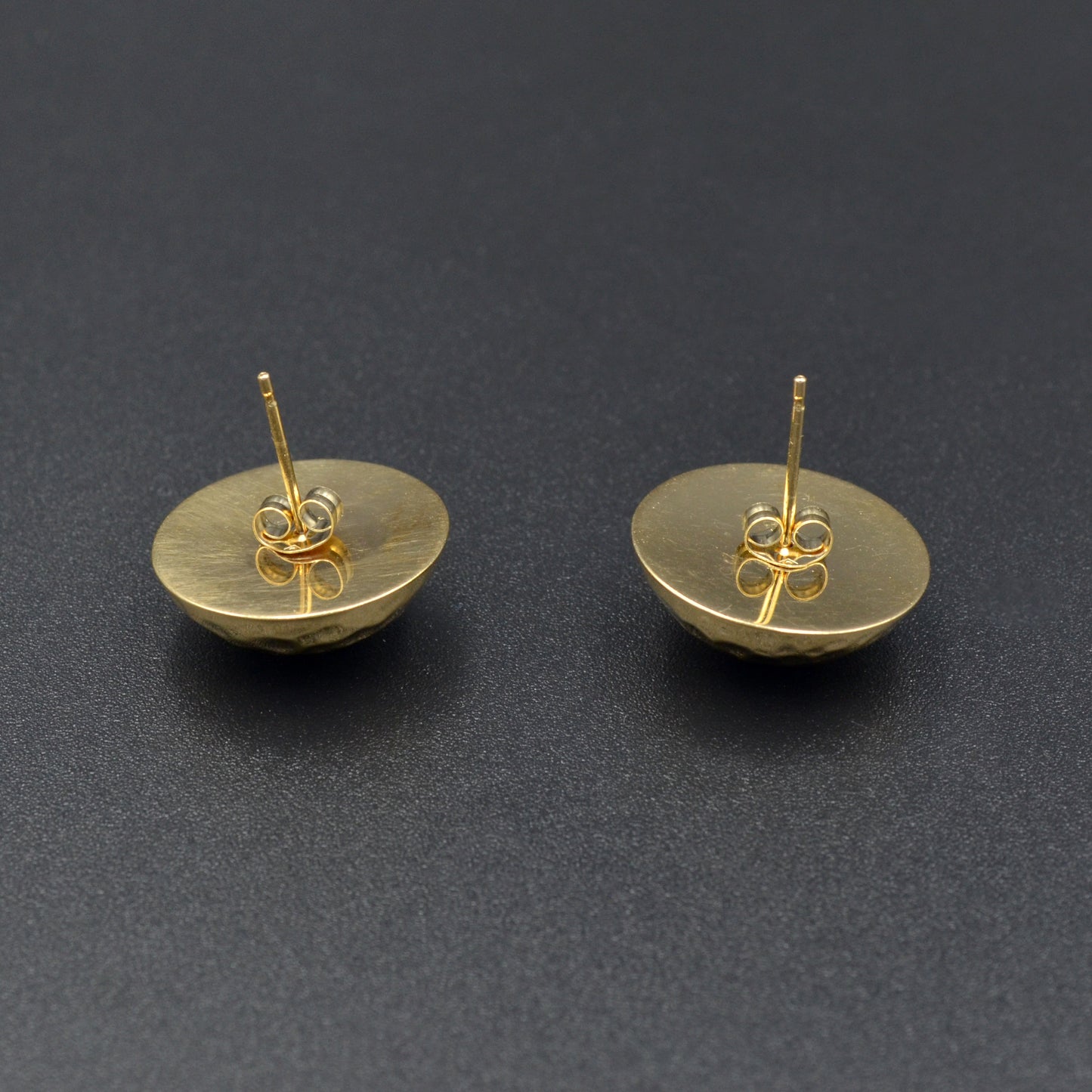 Vintage Hammered 14k Gold Half Dome Post Earrings