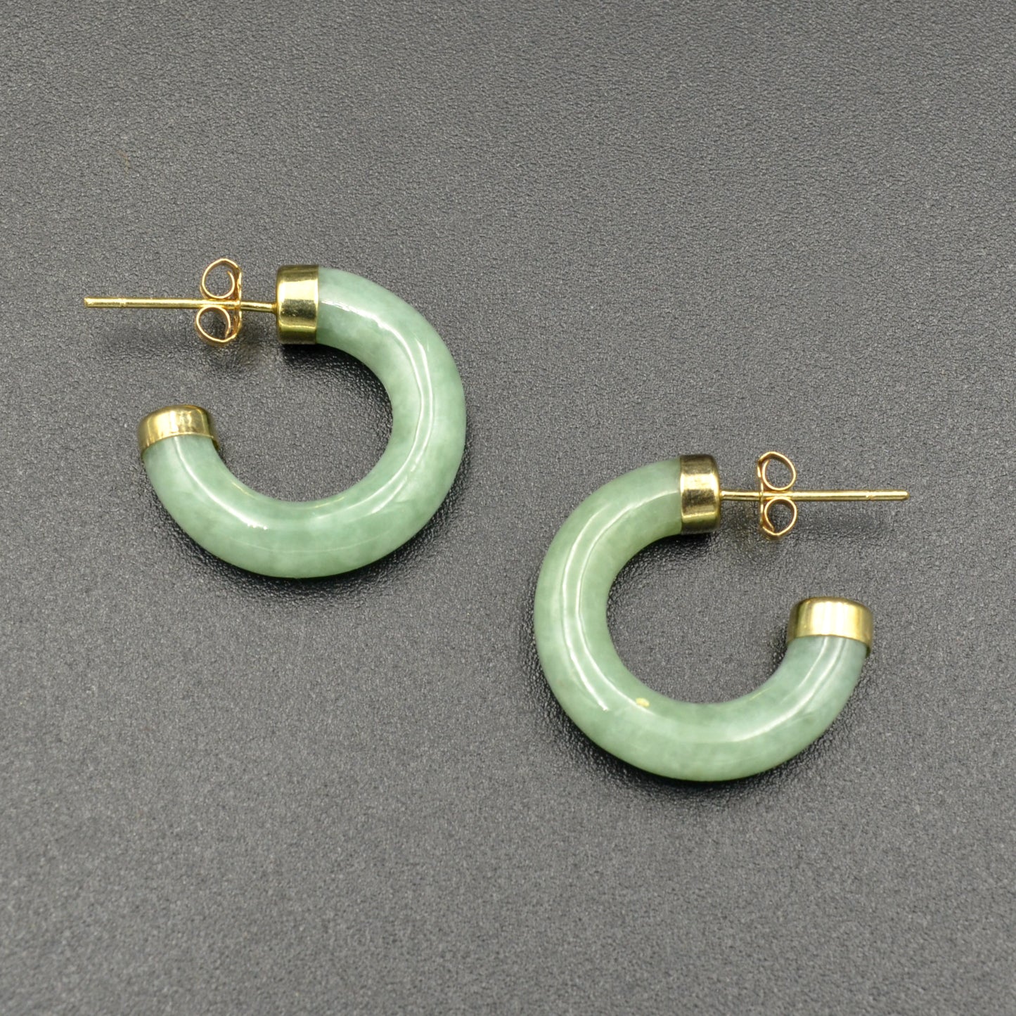 Jade and Gold Hoop Earrings
