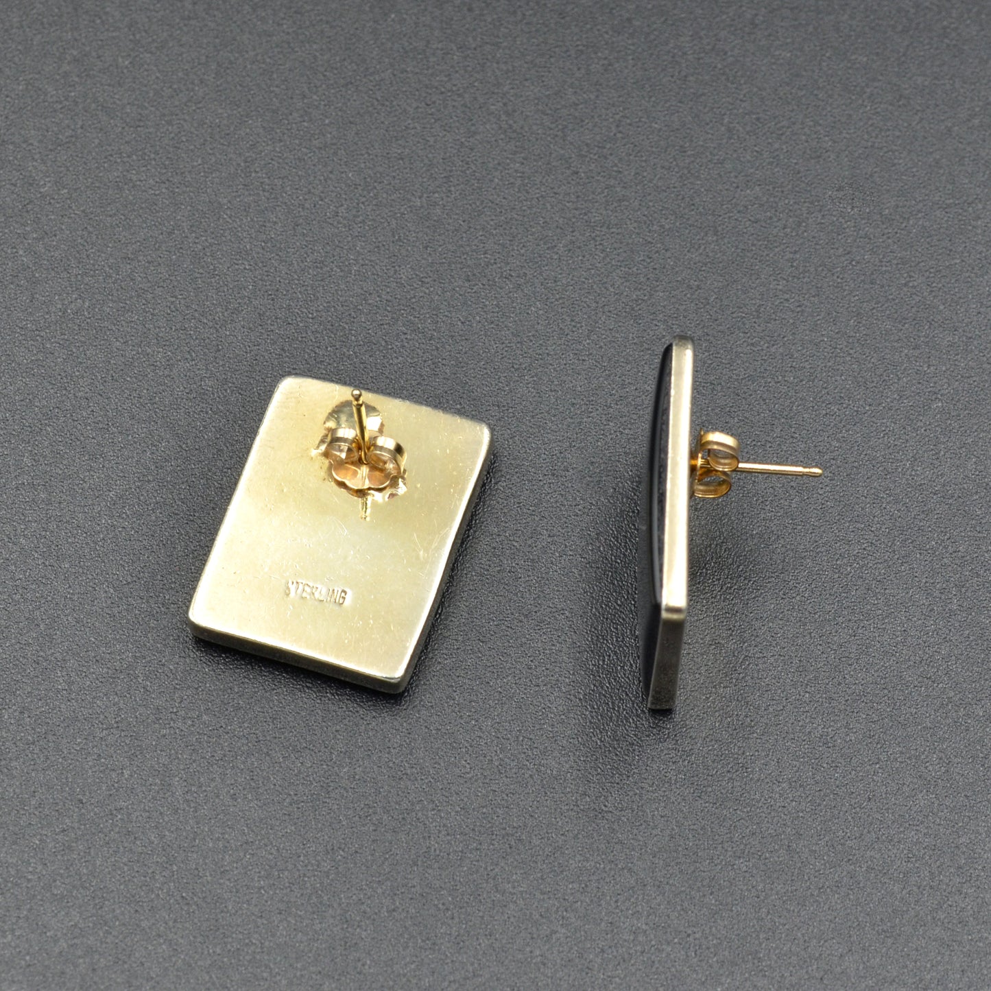 Vintage Black Onyx and Gold Vermeil Post Earrings