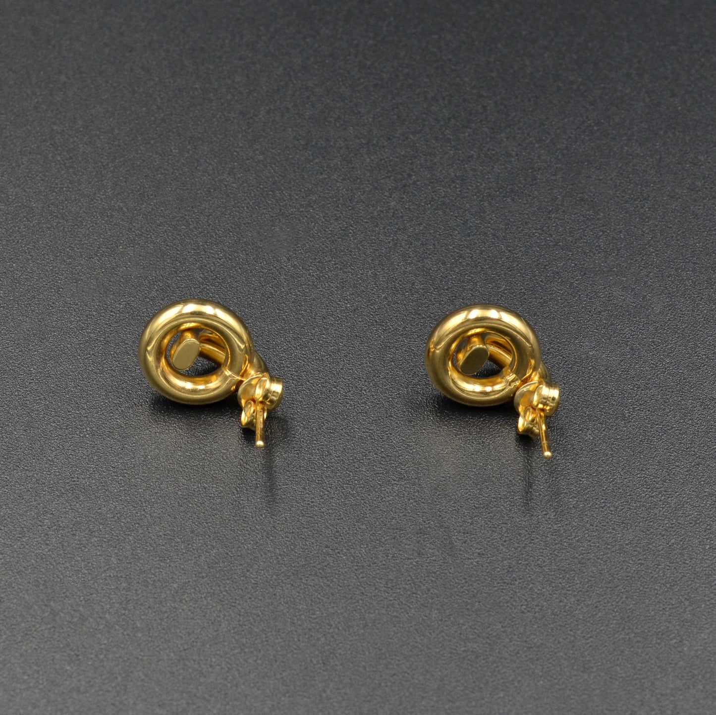 Vintage Door Knocker Style 14k Gold Post Earrings