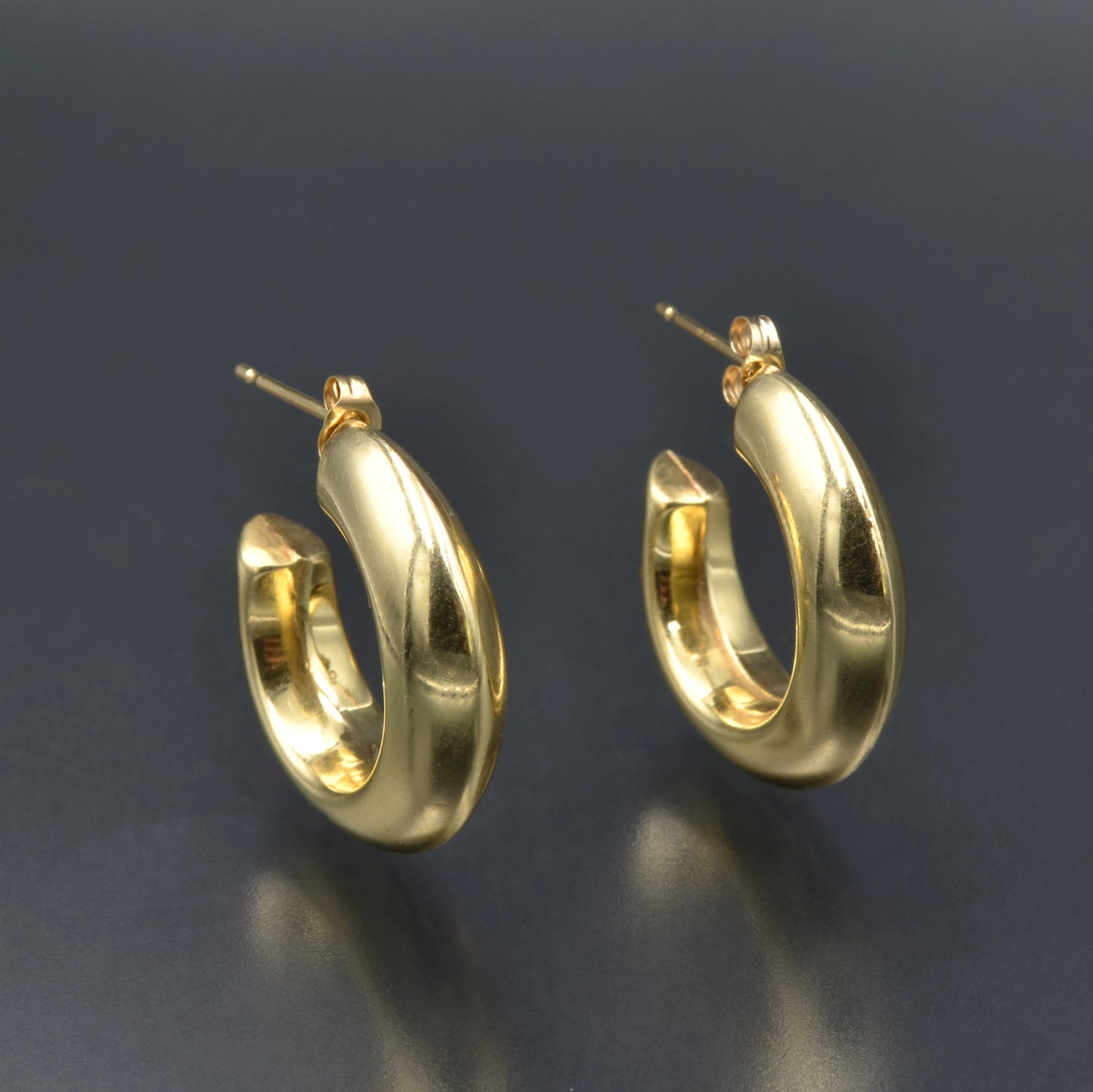 Vintage 10k Gold Puffy Knife-Edge Statement Hoop Earrings