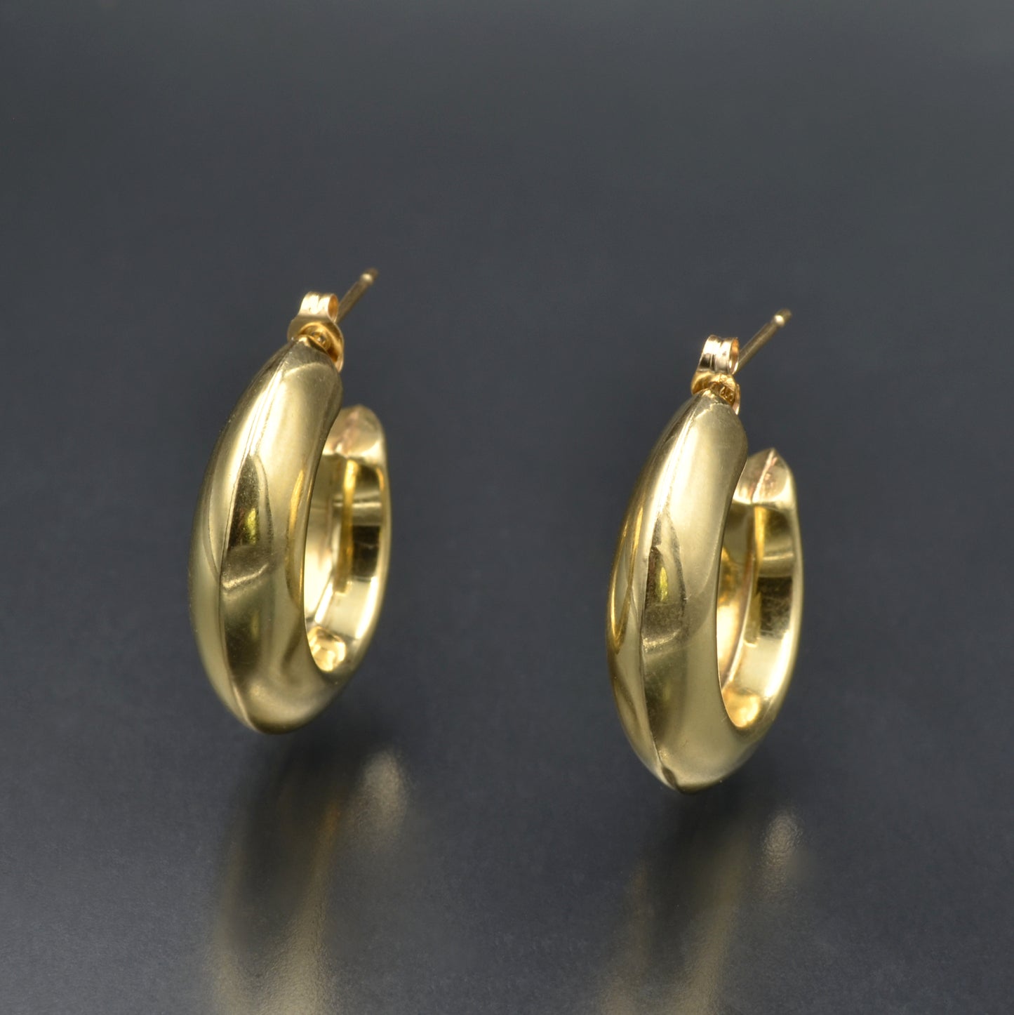 Vintage 10k Gold Puffy Knife-Edge Statement Hoop Earrings