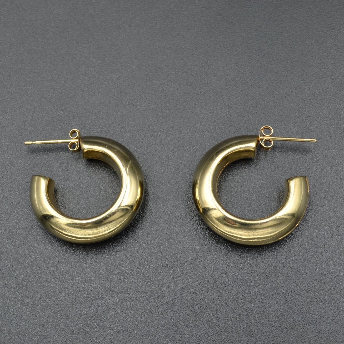 Vintage 10k Gold Puffy Knife-Edge Statement Hoop Earrings