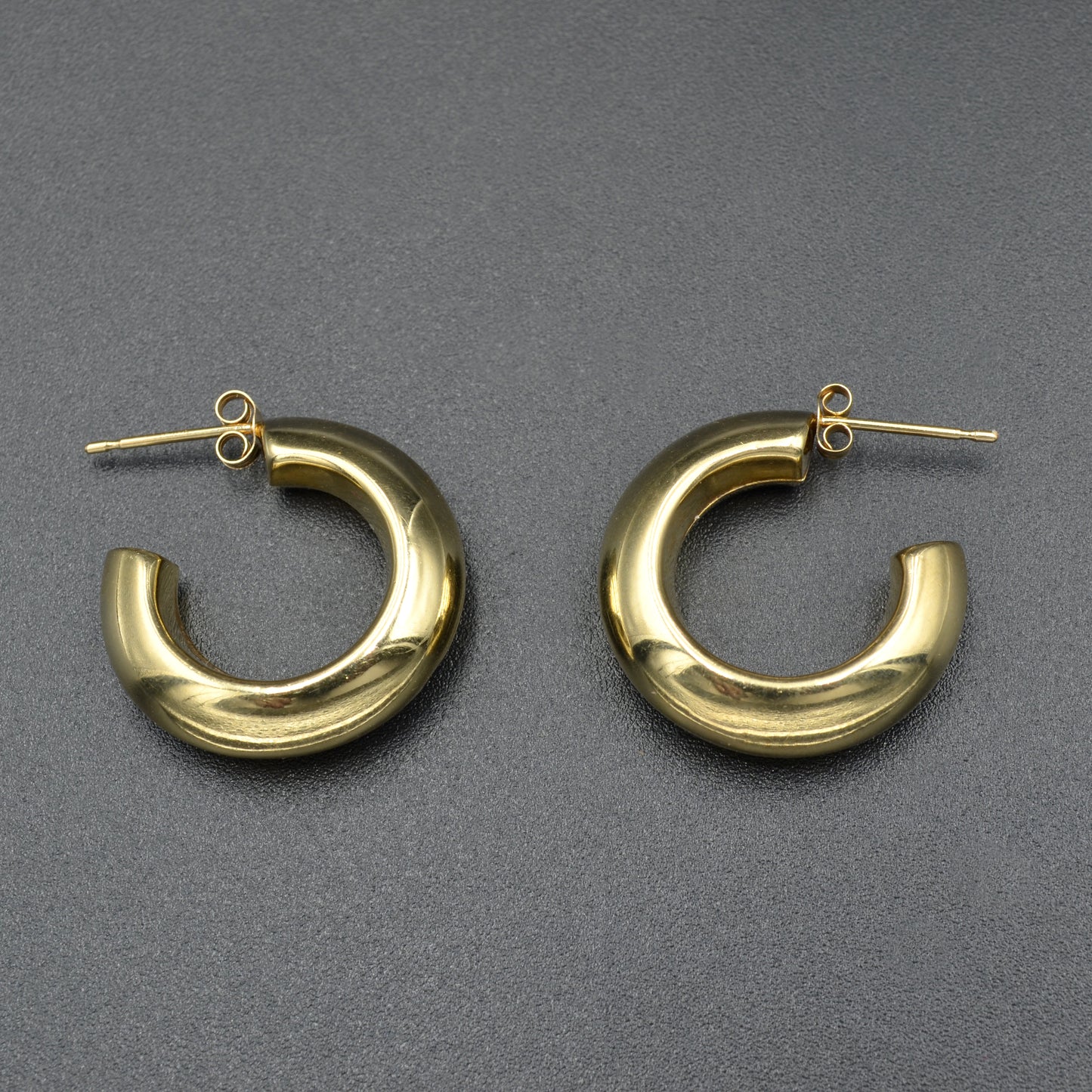 Vintage 10k Gold Puffy Knife-Edge Statement Hoop Earrings