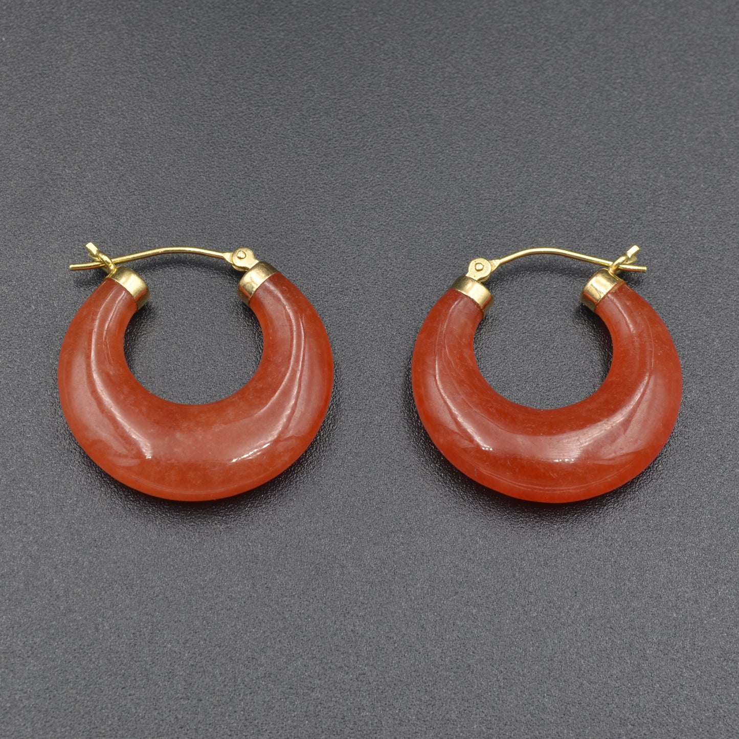 Chunky Red Jade Hoop Earrings