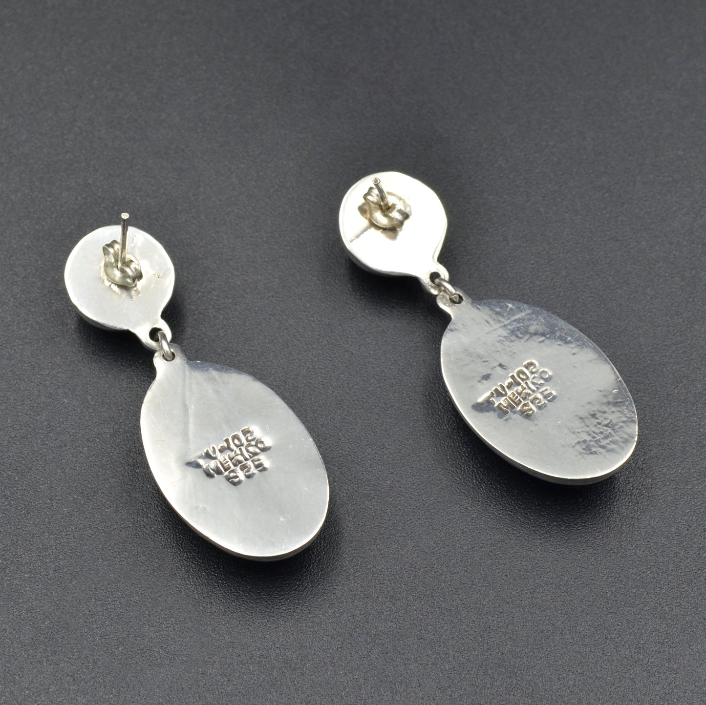 Vintage sterling silver and abalone shell drop earrings