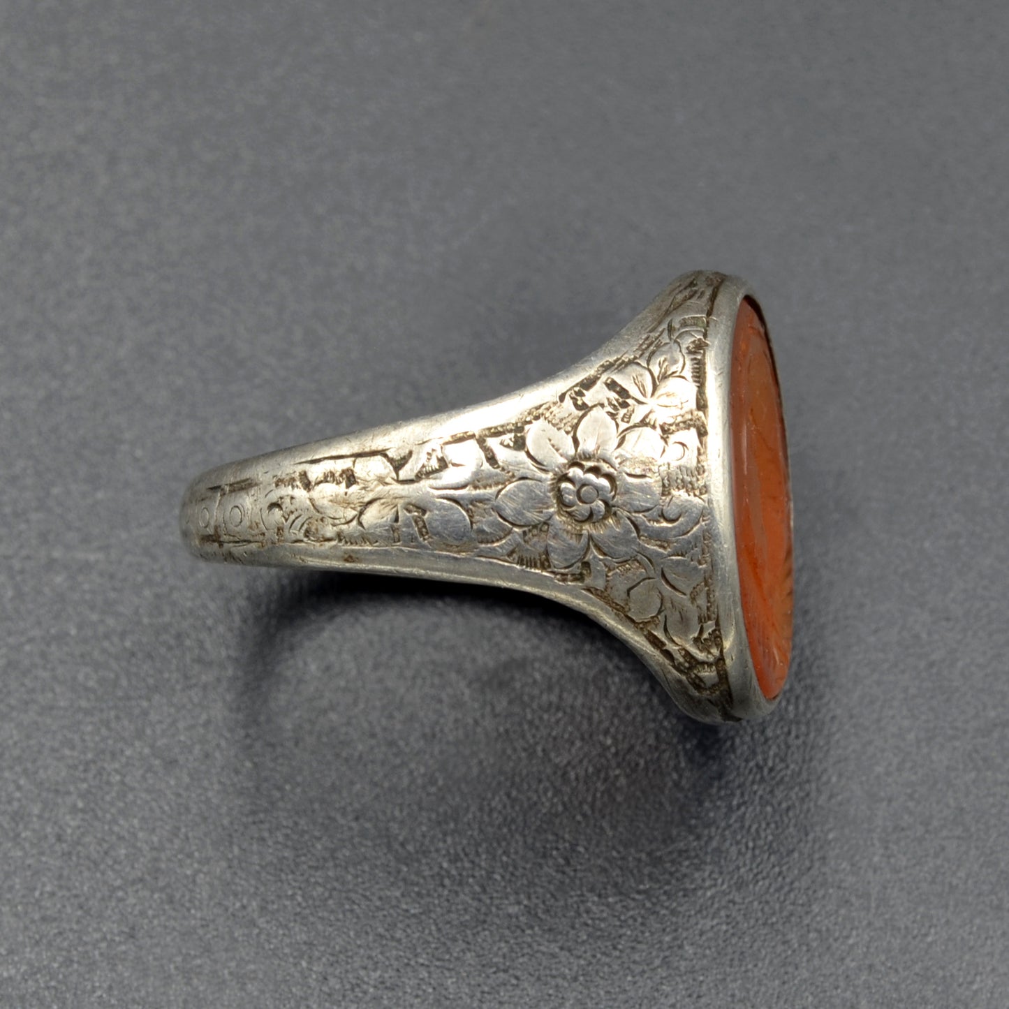 Carnelian and Silver Intaglio Ring