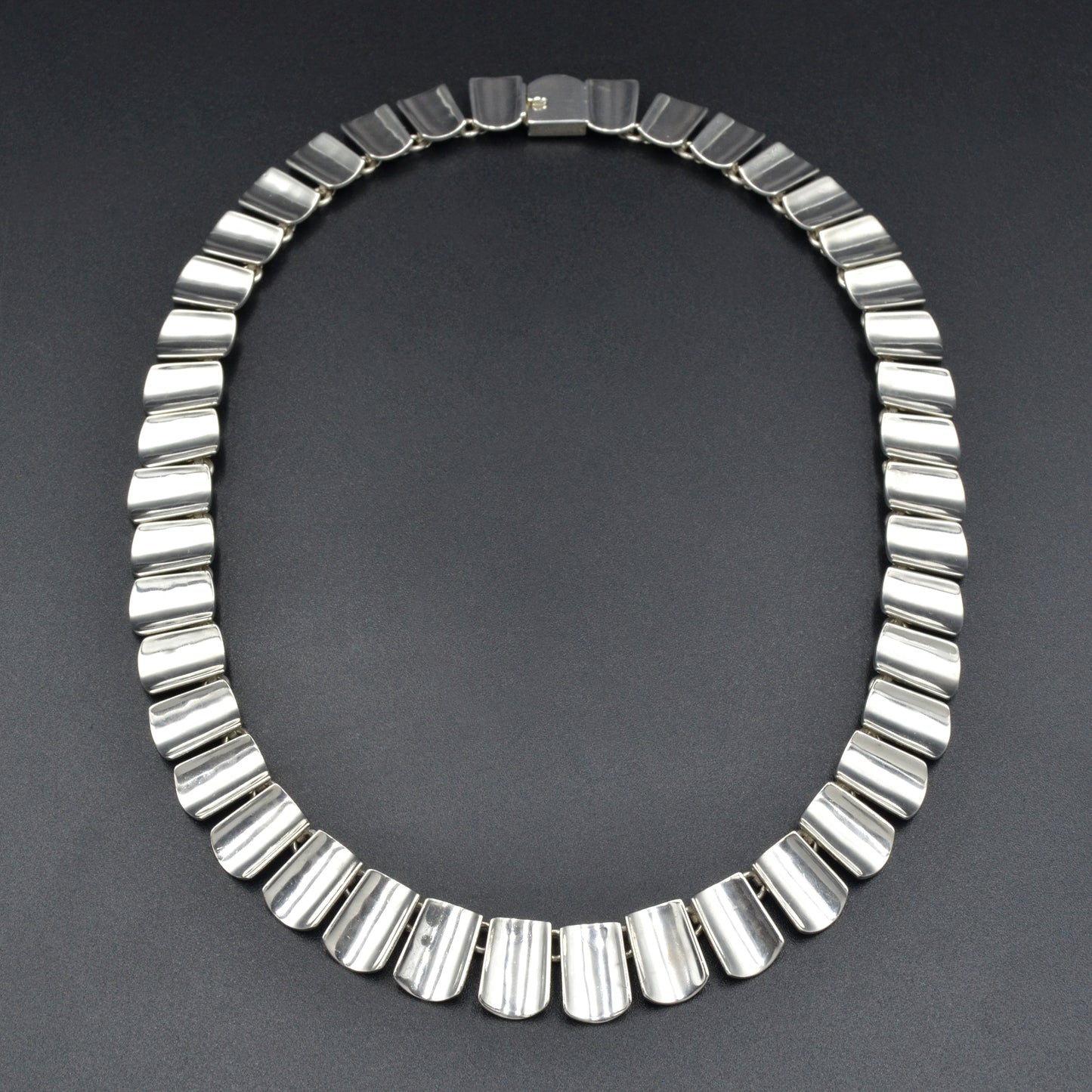 Vintage Artisan Sterling Silver Shield Collar Necklace