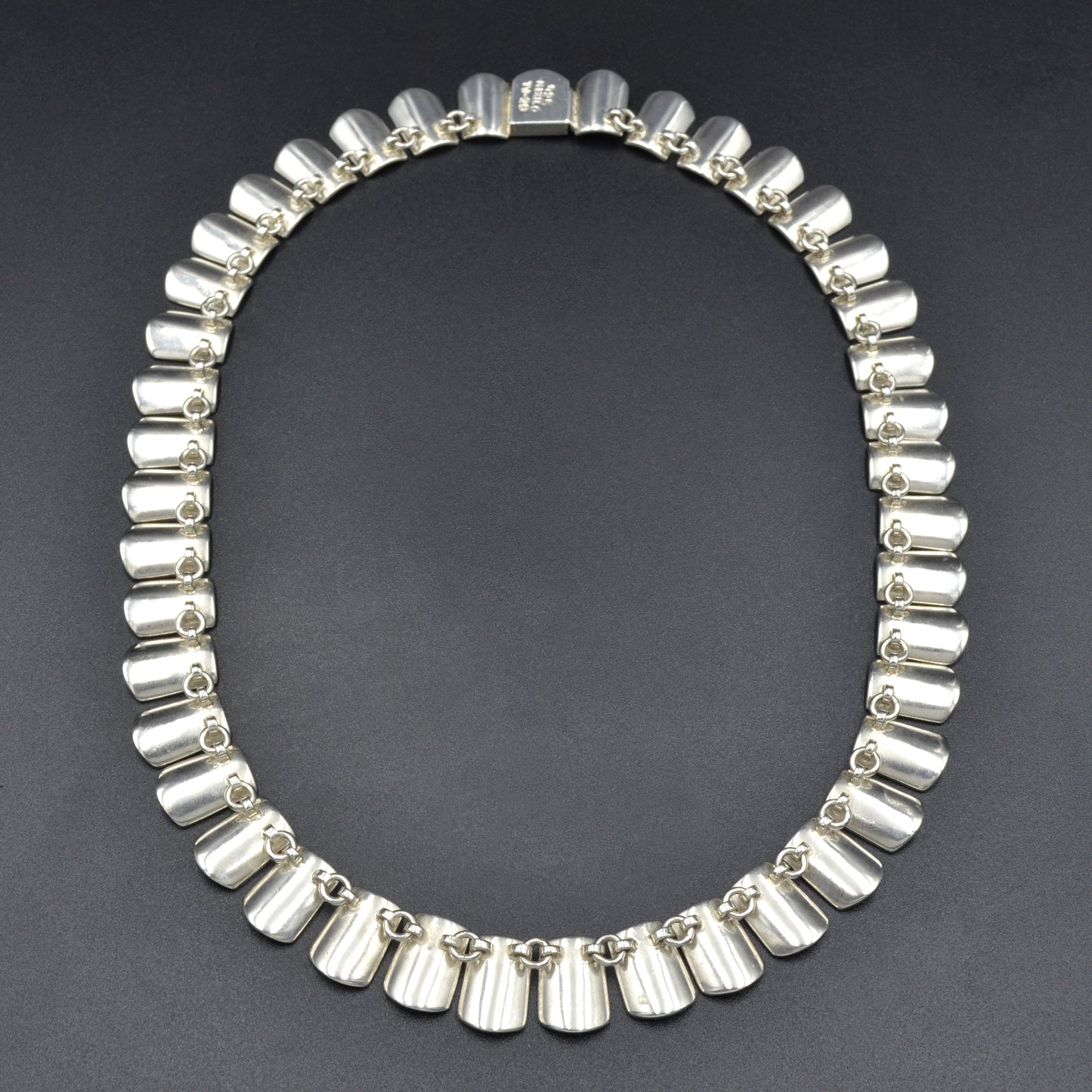 Vintage Artisan Sterling Silver Shield Collar Necklace