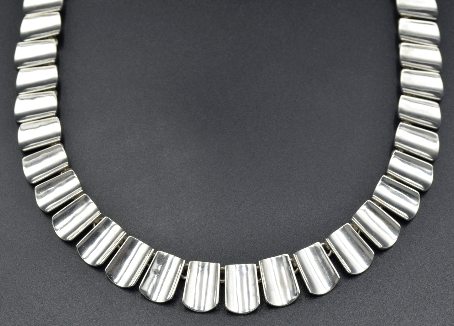 Vintage Artisan Sterling Silver Shield Collar Necklace