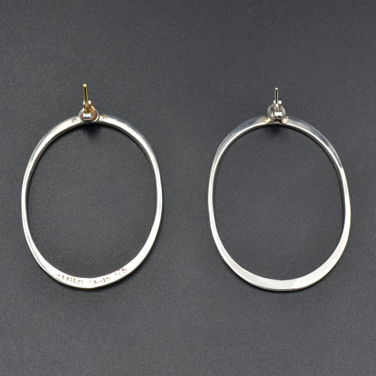 Vintage Big Silver Hoop Oval Earrings Taxco