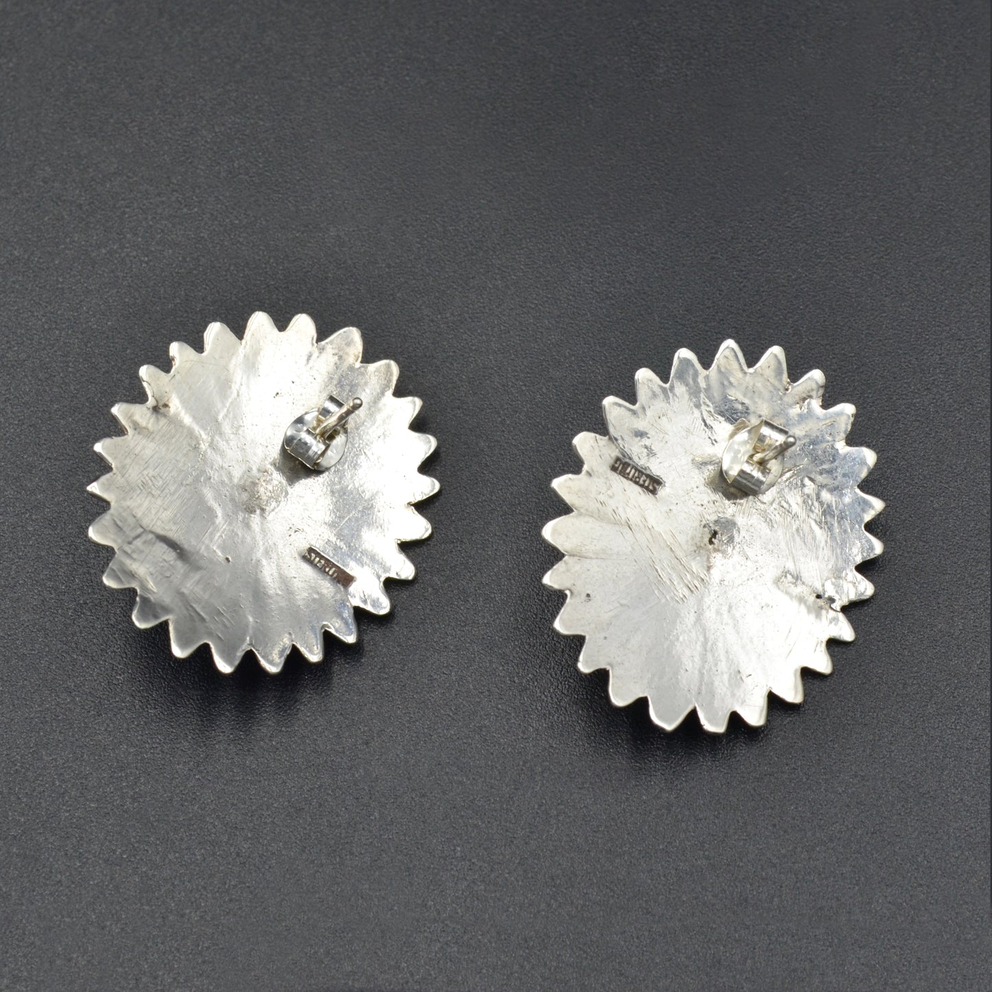 Vintage Turquoise and Sterling Silver Navajo Sunburst Earrings