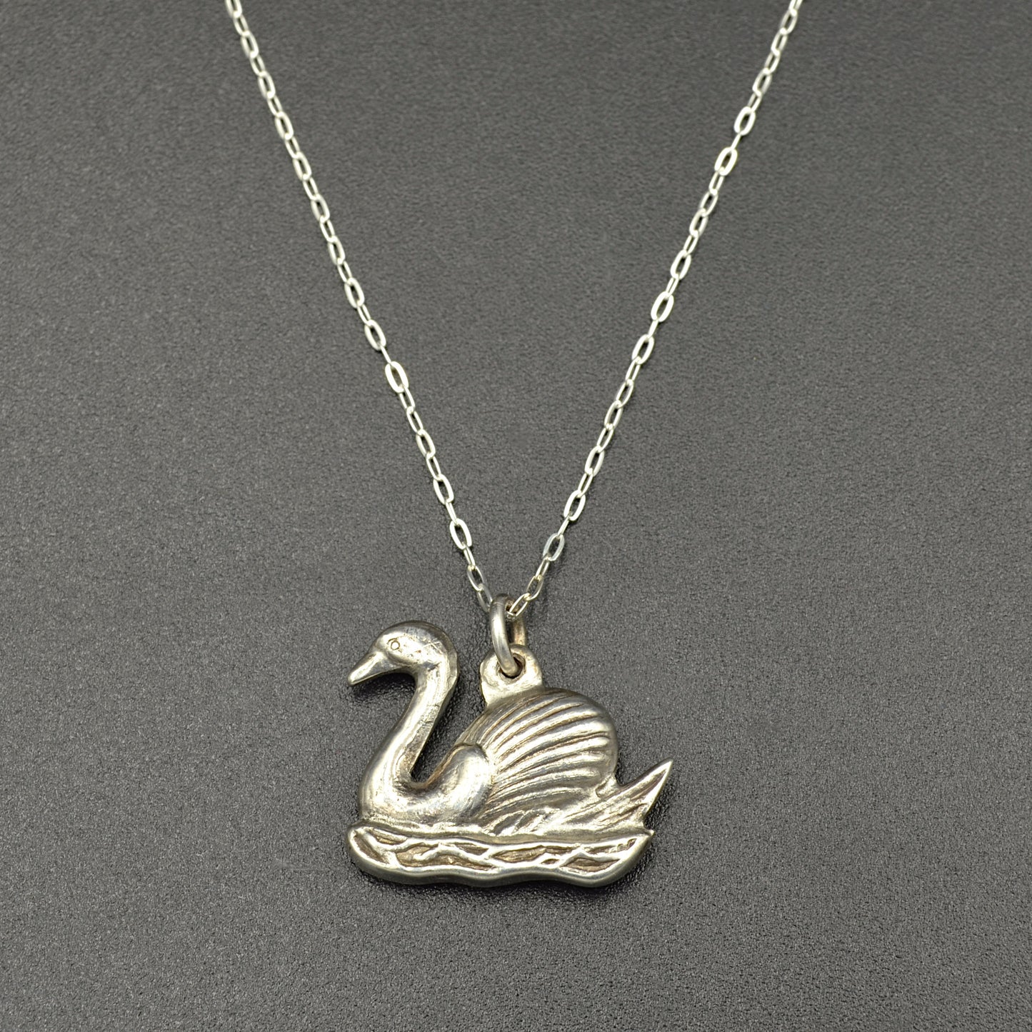 Vintage Sterling Silver Swan Pendant Necklace
