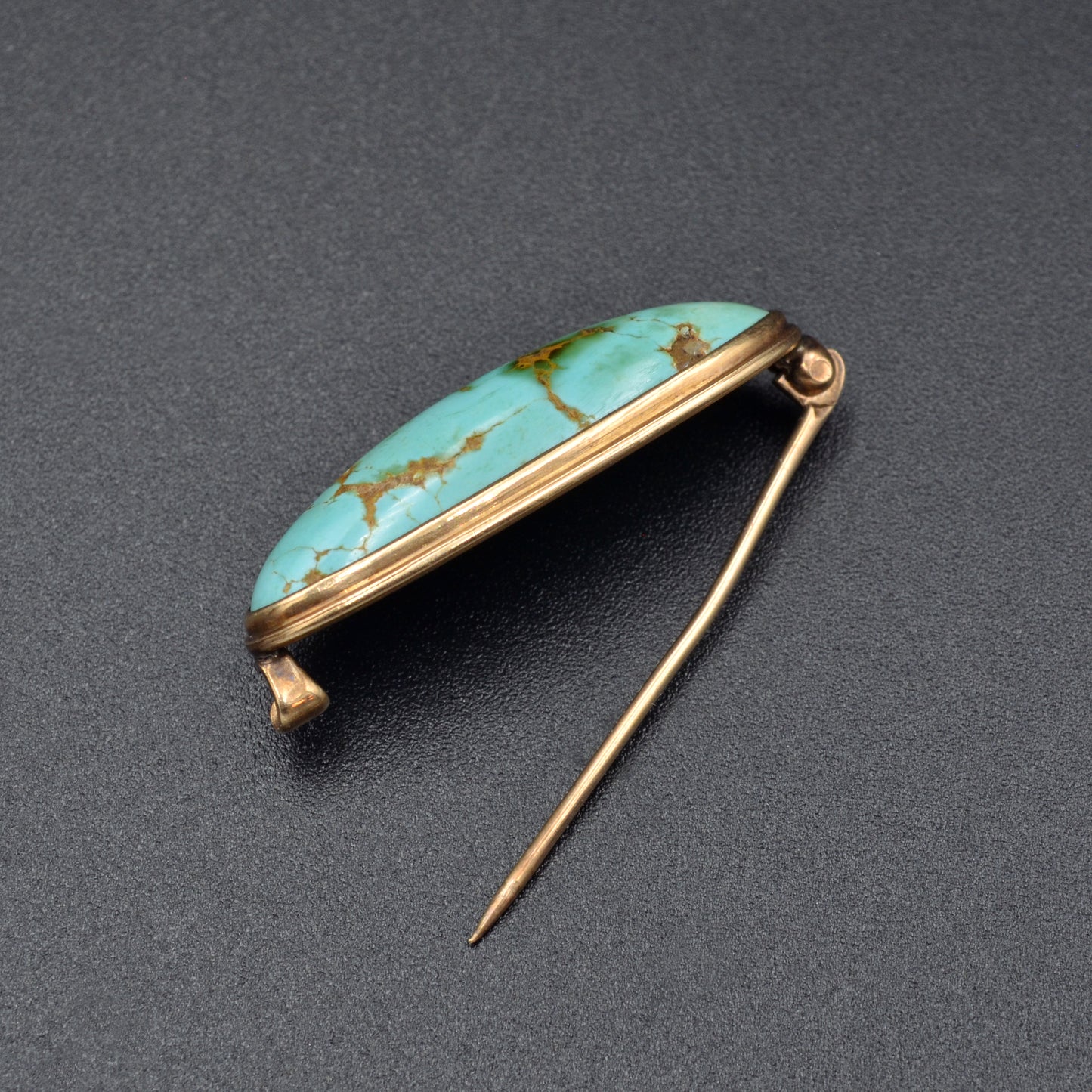 Antique Victorian Turquoise and 14k Gold Brooch