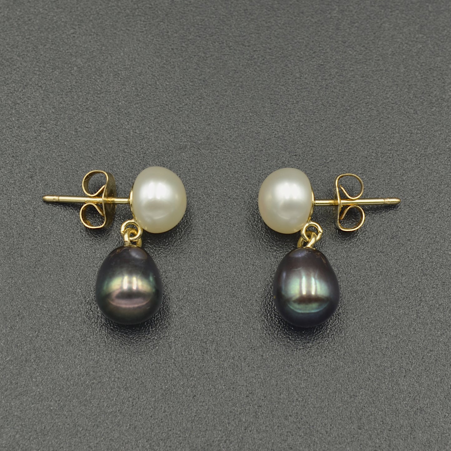 Double Pearl and Gold Earrings