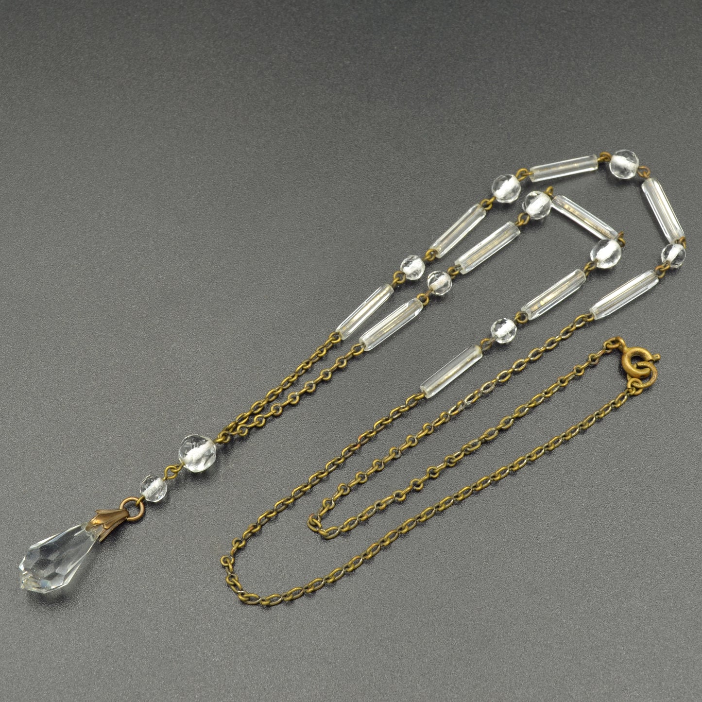 Vintage Faceted Crystal Lavalier Necklace