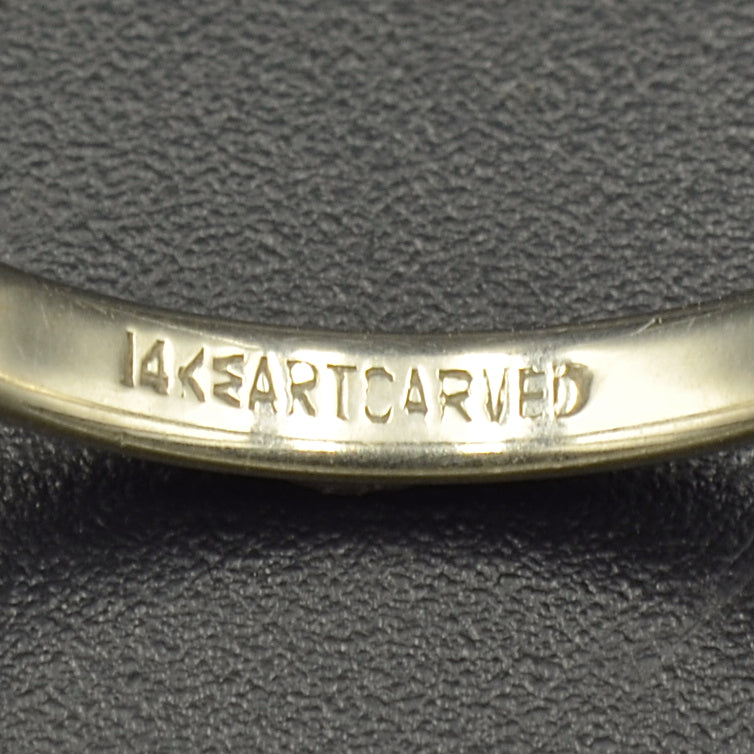 Vintage Art Carved 14k White Gold Wedding Band