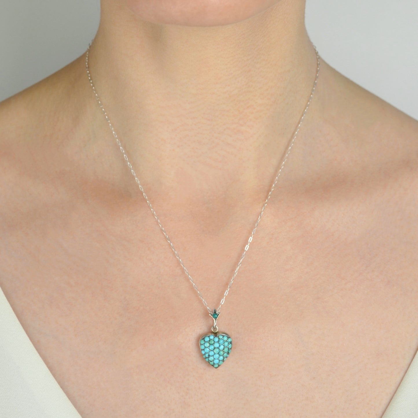 Victorian Turquoise Heart Necklace