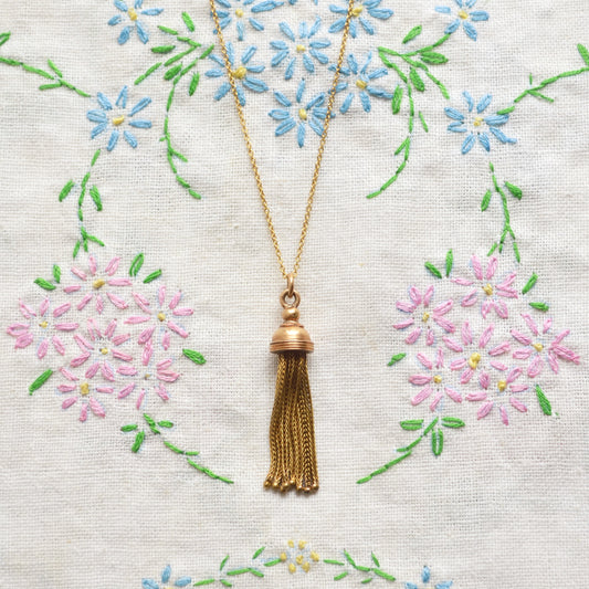 Antique Gold Tassel Necklace I