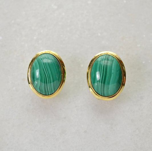 Gold and Malachite Earrings