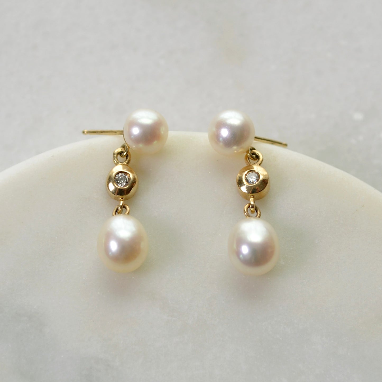 Pearl and Diamond Drop Earrings