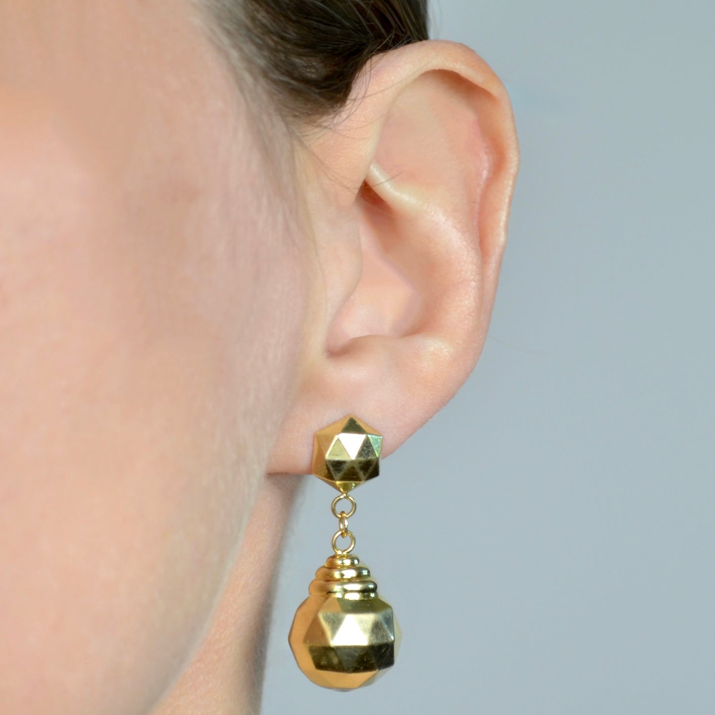 Faceted Gold Drop Earrings