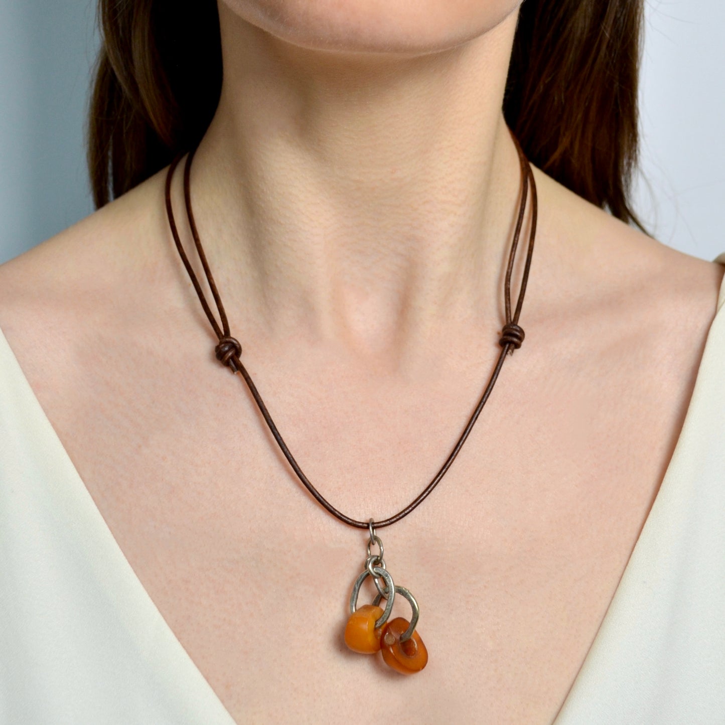 Amber and Silver Necklace