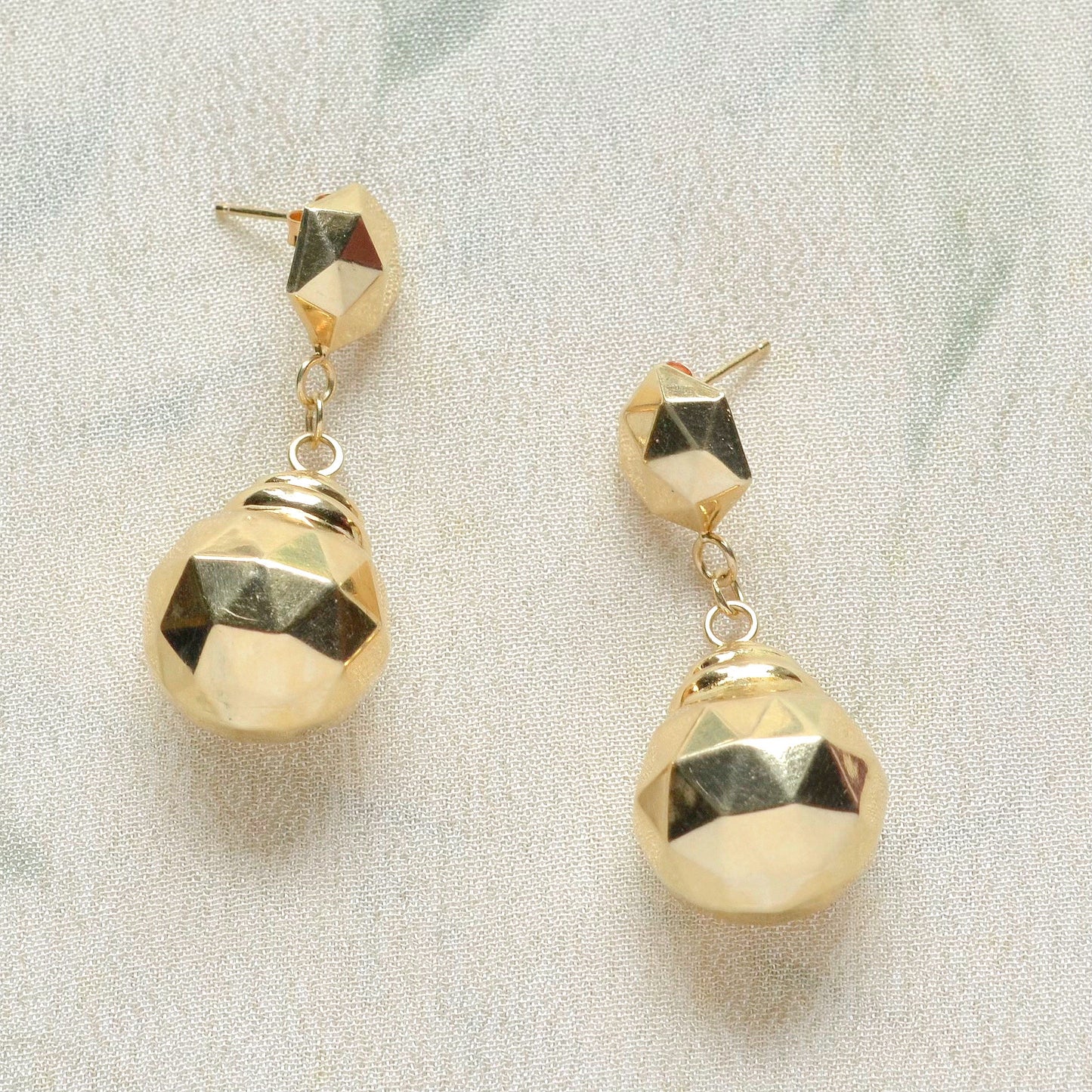 Faceted Gold Drop Earrings