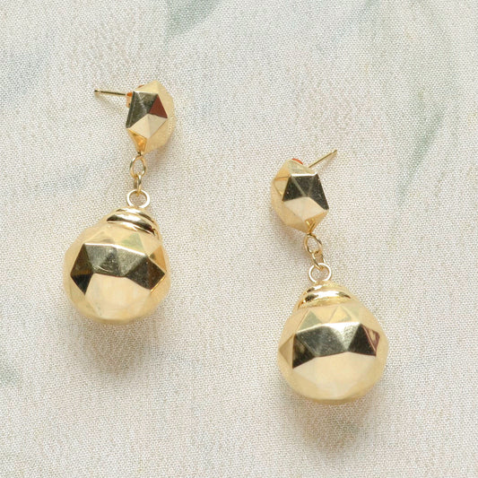 Faceted Gold Drop Earrings