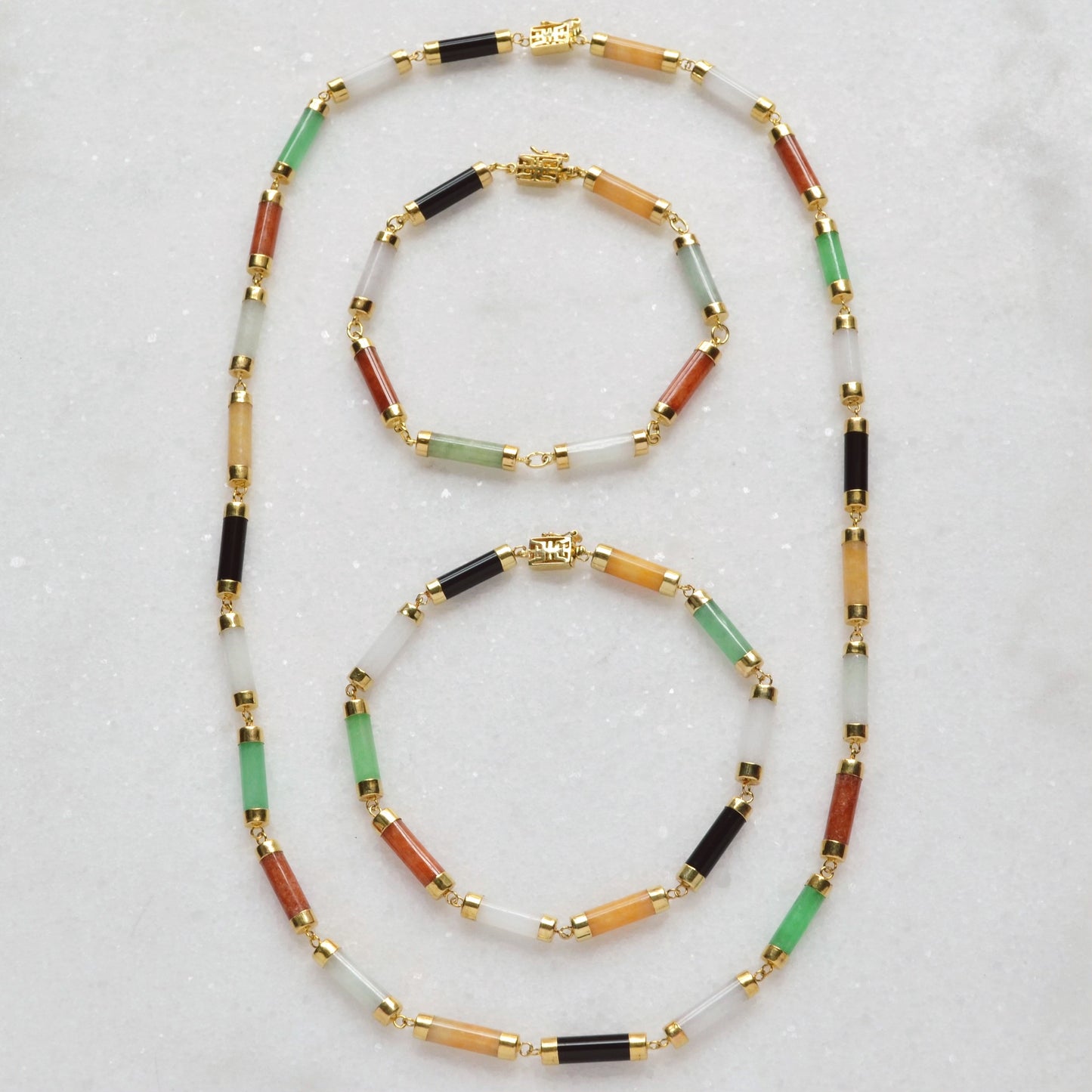 Jade and Gold Link Necklace