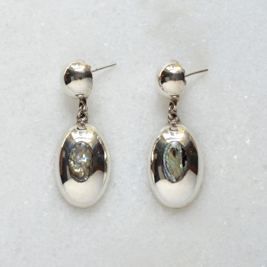 Abalone Inlay Silver Drop Earrings