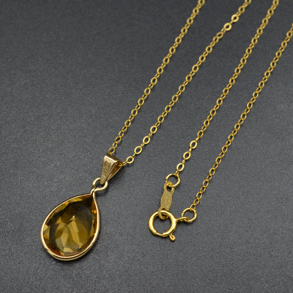 Vintage Citrine Drop and 14k Gold Necklace