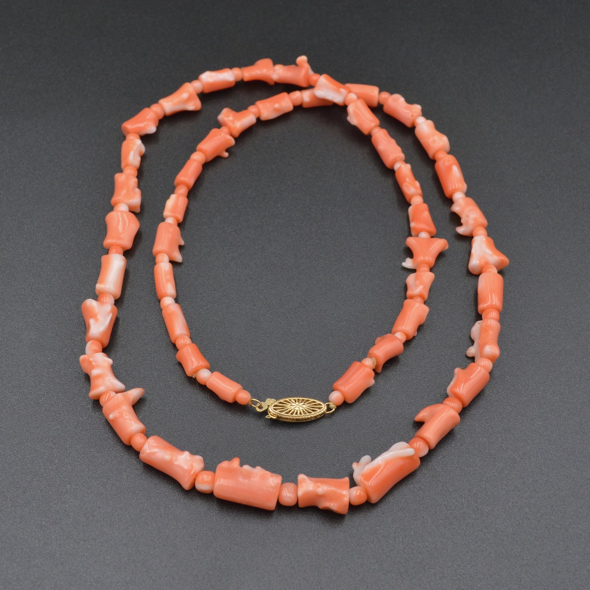 Vintage Coral and 14k Yellow Gold Beaded Necklace