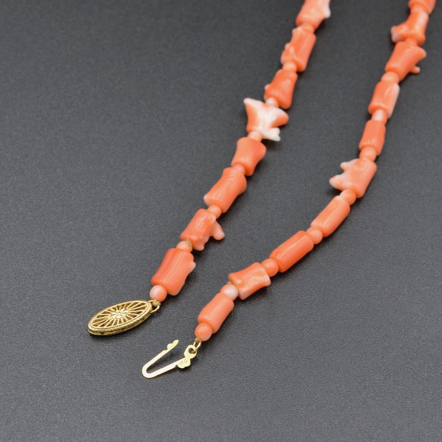 Vintage Coral and 14k Yellow Gold Beaded Necklace