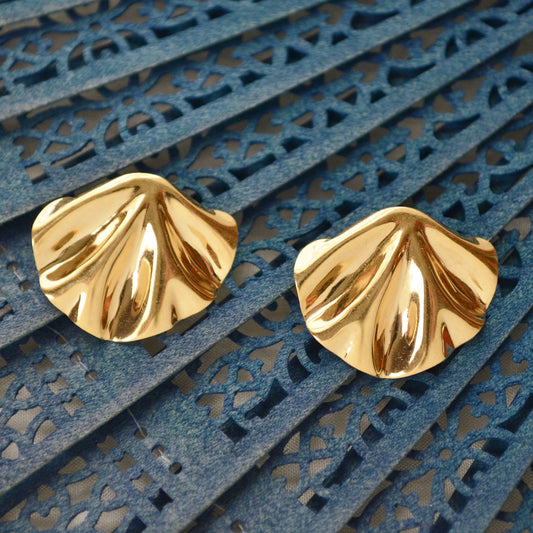 Vintage 14k Gold Fan Earrings