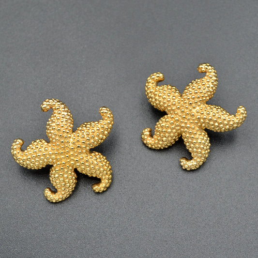 Vintage 14k Gold Statement Starfish Post Earrings