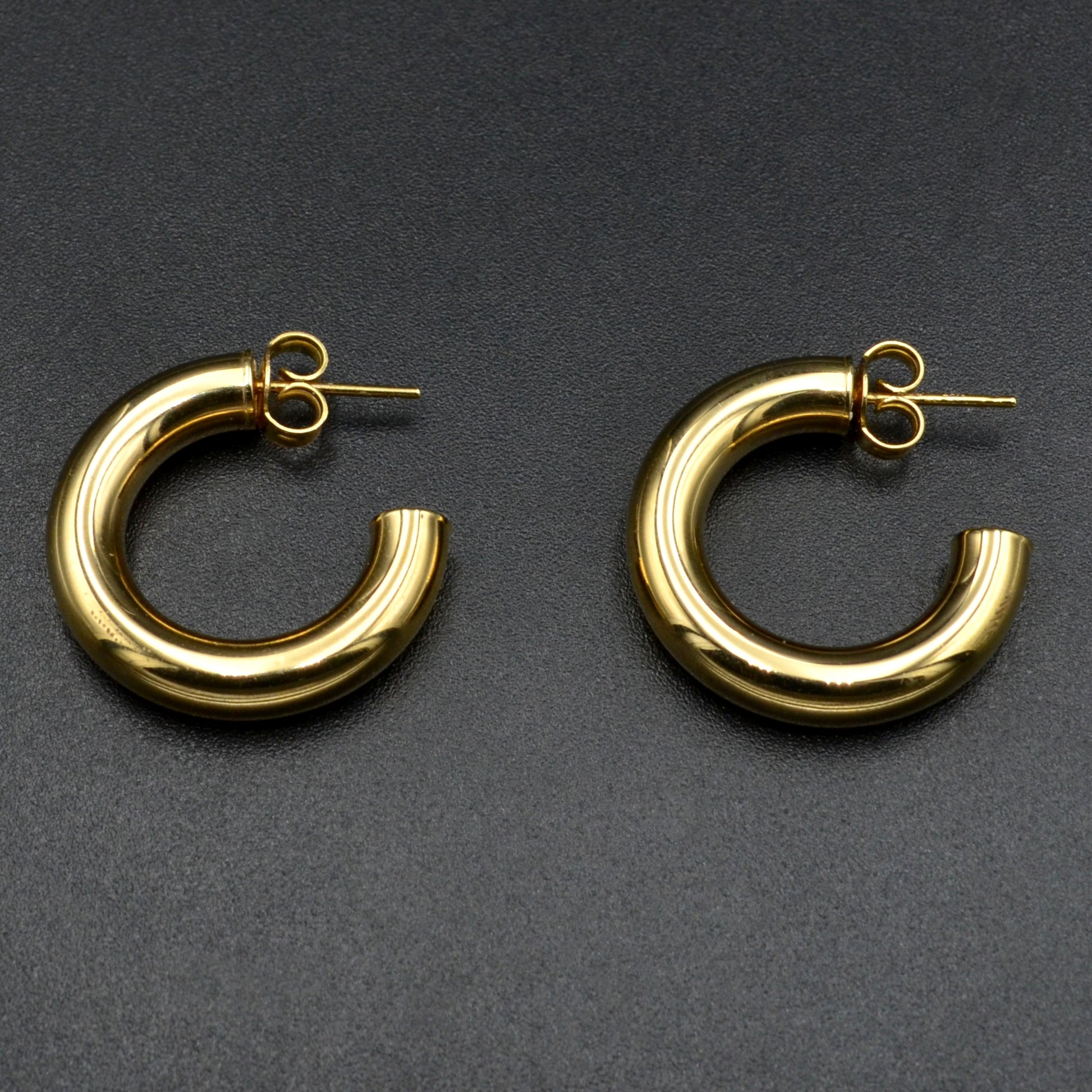 Vintage 14k Chunky Gold 3/4 Hoop Earrings