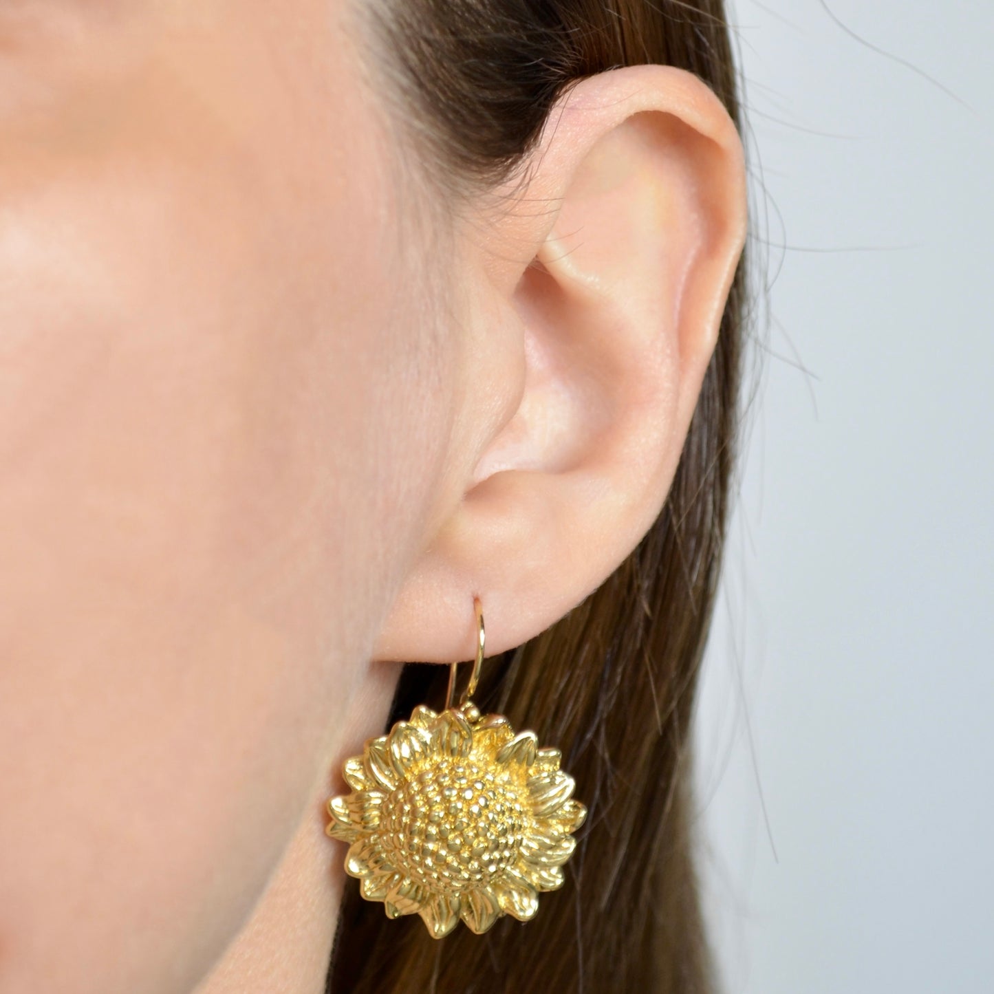 Gold Sunflower Earrings