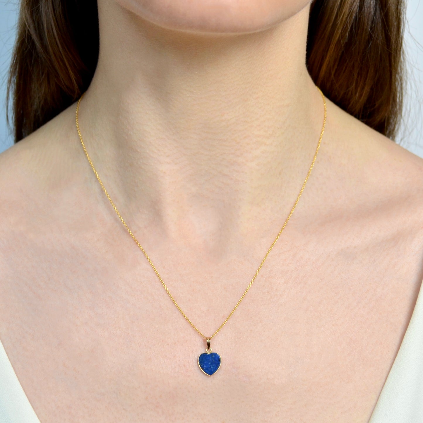 Lapis and Gold Heart Necklace