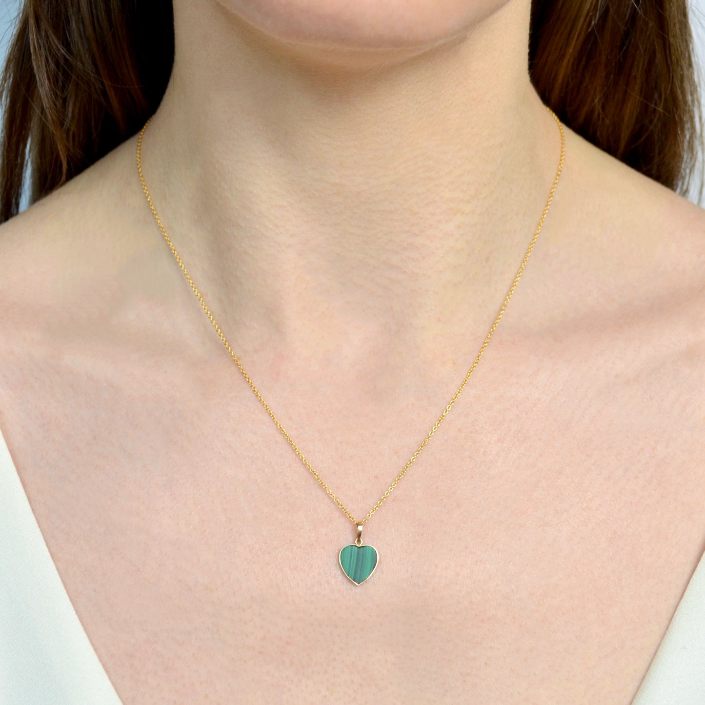 Malachite and Gold Heart Necklace