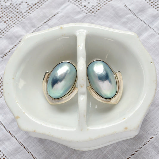 Mabe Pearl Silver Earrings