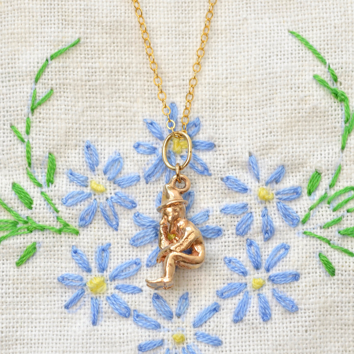 Vintage Gold Gnome Necklace
