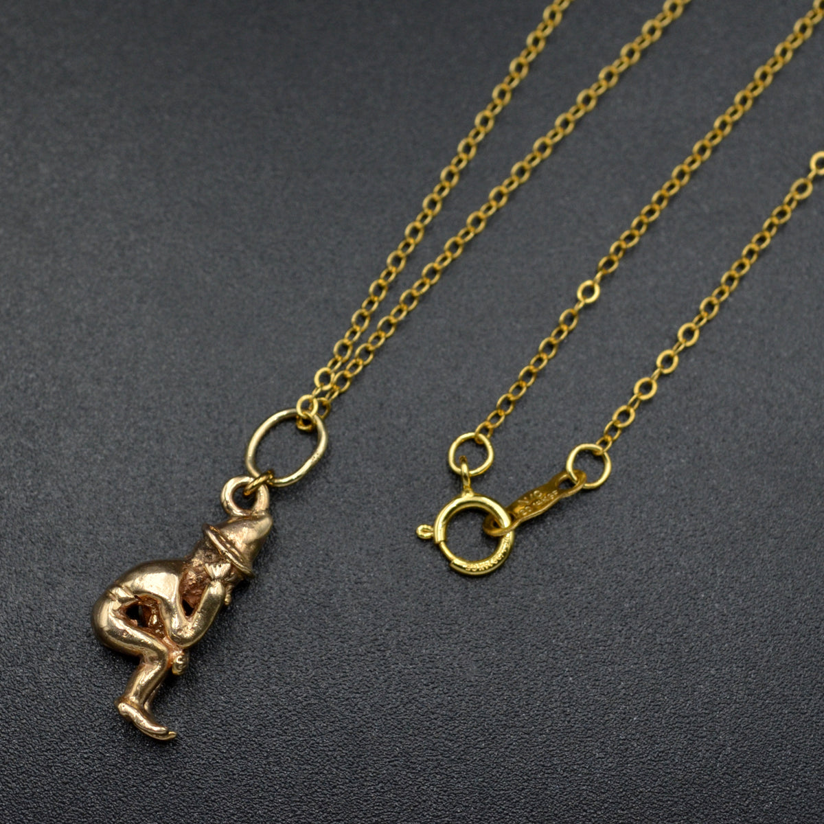 Vintage Gold Gnome Necklace