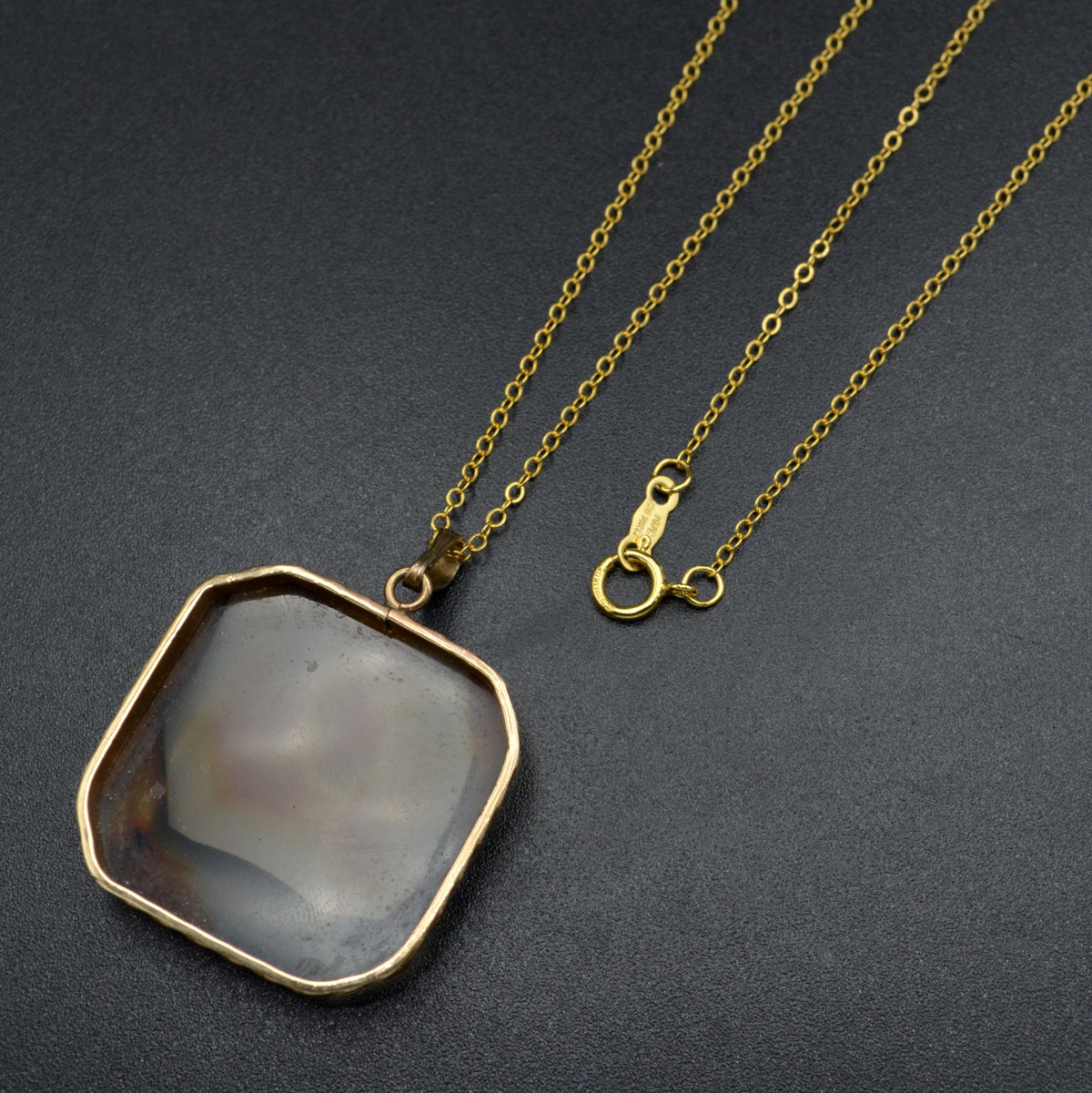 Antique Agate and 10k Gold Necklace